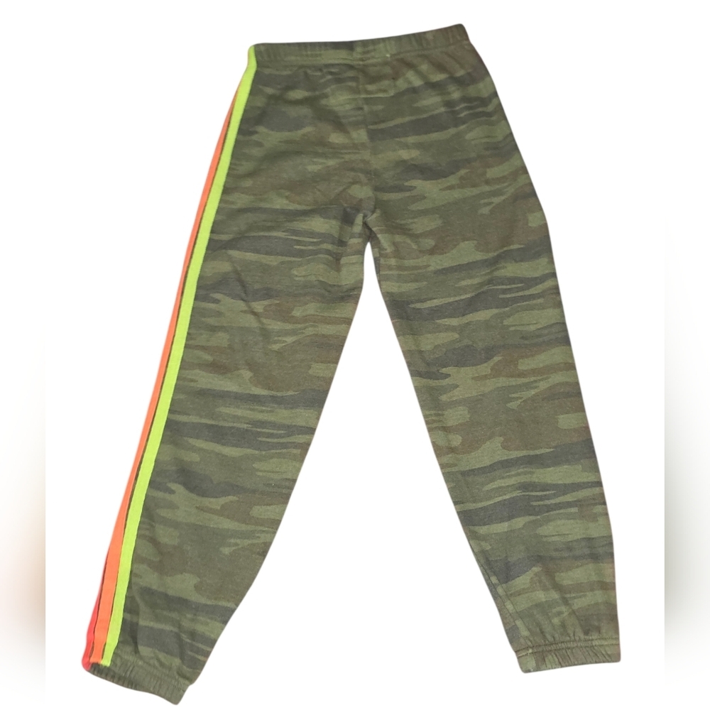Aviator Nation Olive Green Camo Joggers with 5 Rainbow Side Stripe Youth Size 14 - Picture 3 of 6